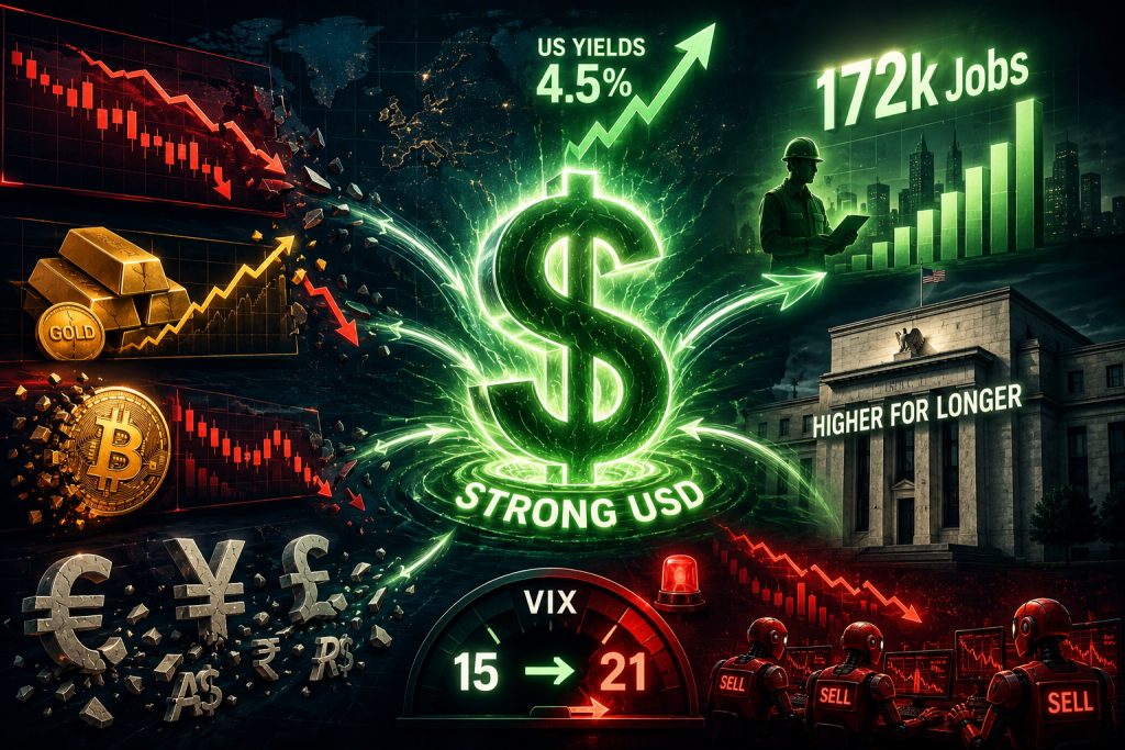 Der US-Dollar gegen alle anderen: Ein Arbeitsmarktbericht bringt Aktien, Krypto und Gold gleichzeitig unter Druck